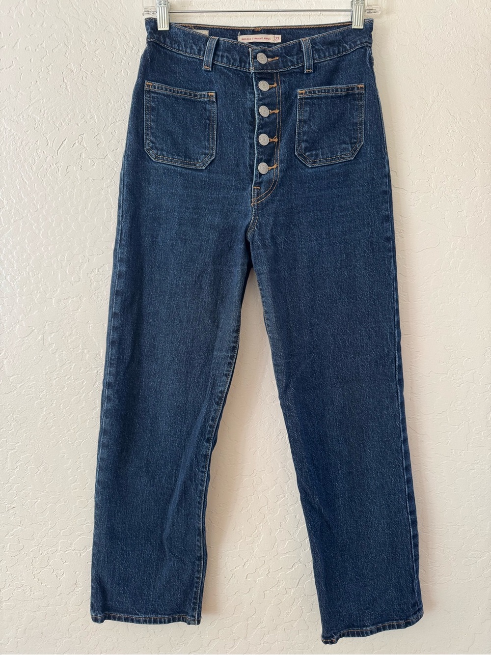 High-Rise Dark Blue Women’s Button-Fly Jeans